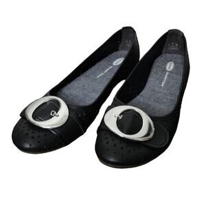 Dr. Scholl's Black Flats with Silver Buckle
